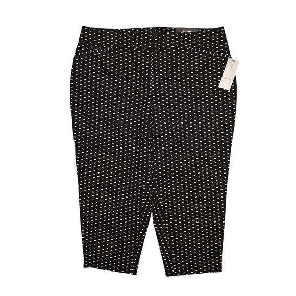 APT. 9 NEW $58 Black White Geo Print Mid Rise Capri Pant Stretch 18W - Picture 1 of 4